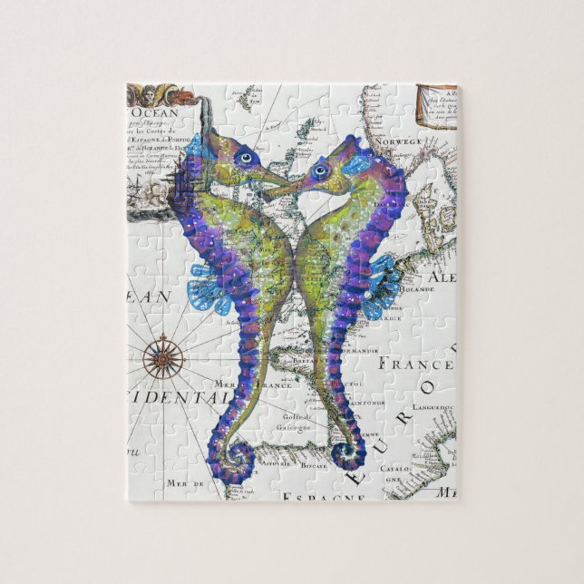 Seahorse Blue Jigsaw Puzzle (Vertical)