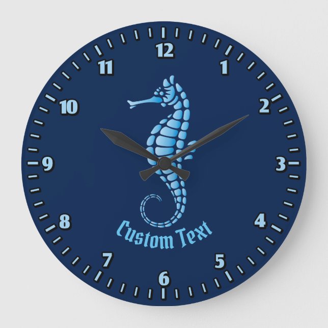 Seahorse Blue Large Clock (Front)