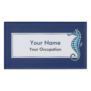 Seahorse Blue Name Tag