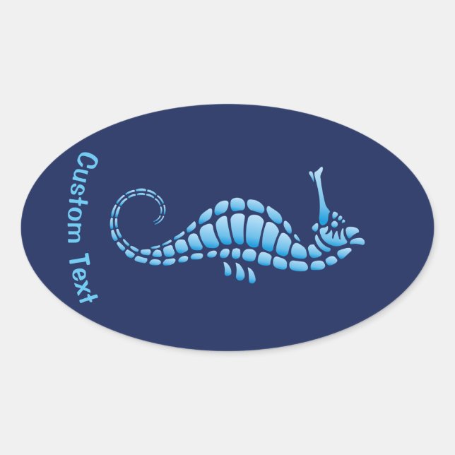 Seahorse Blue Oval Sticker (Front)