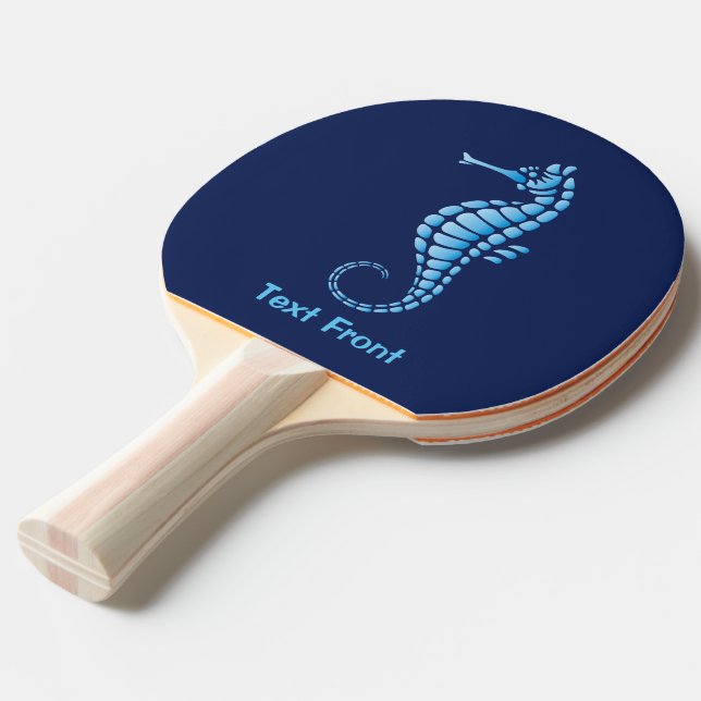 Seahorse Blue Ping Pong Paddle (Front Angle)