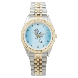 Seahorse Blue Roman Numerals Watch
