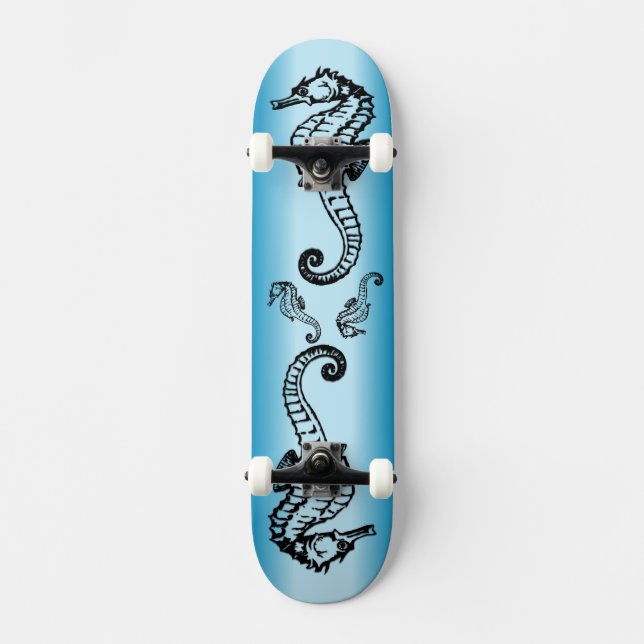 Seahorse Blue Skateboard (Front)