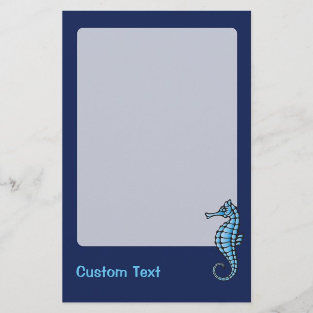 Seahorse Blue Stationery (Front)