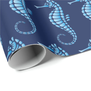 Seahorse Blue Wrapping Paper