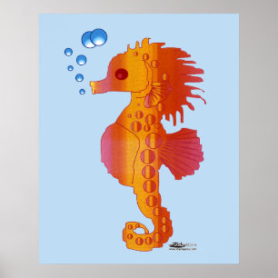 Seahorse Bubble Baby Poster