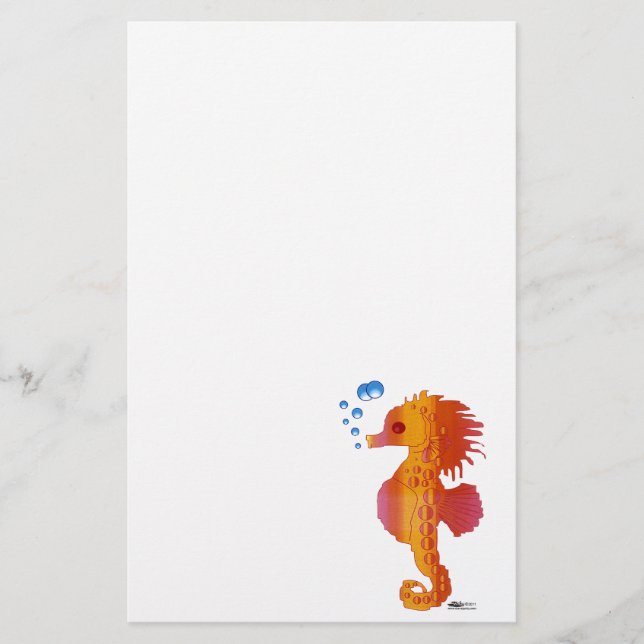 Seahorse Bubble Baby Stationery (Front)