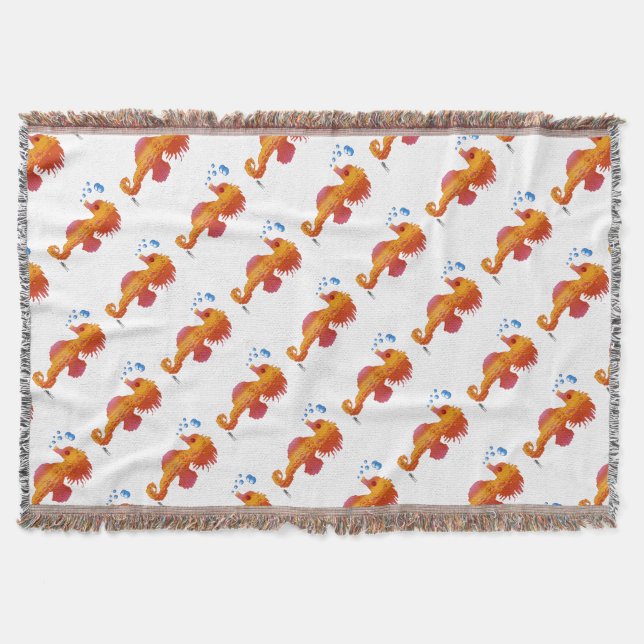 Seahorse Bubble Baby Throw Blanket (Front)