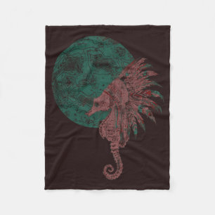 seahorse by the moon fleece blanket