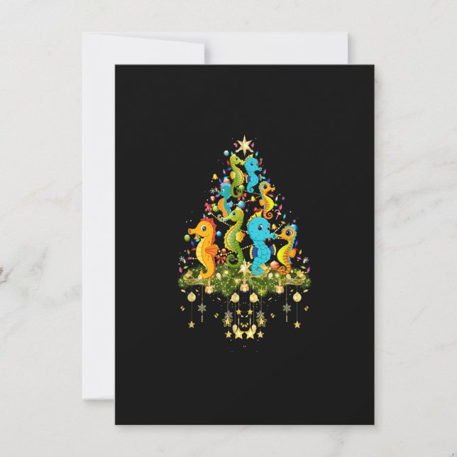 Seahorse Christmas Tree Lights Holiday Seahorse Lo Invitation (Front)