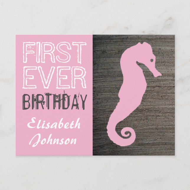 Seahorse Clay Slab First Ever Birthday Postcard (Front)