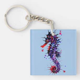 Seahorse Colourful Watercolor  Key Ring