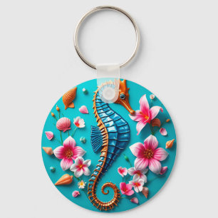 Seahorse Coral Reef Ocean Nature Underwater Style Key Ring
