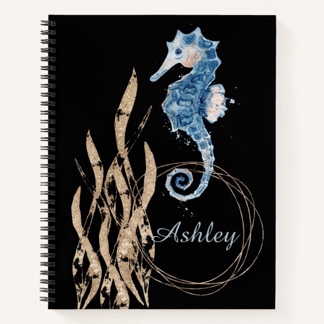Seahorse Custom Name Notebook (Front)