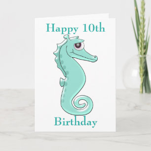 Seahorse Design Personalised 10th Birthday Card