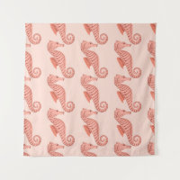 Seahorse doodle ornament: pink background.