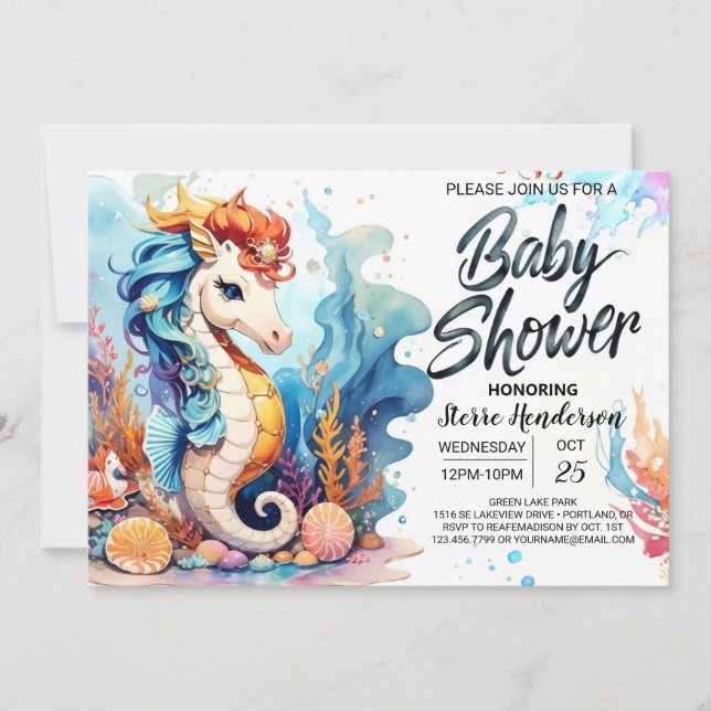 Seahorse Dreamscape Baby Shower Invitation (Front)