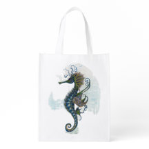 Seahorse fantasy, blue green artwork