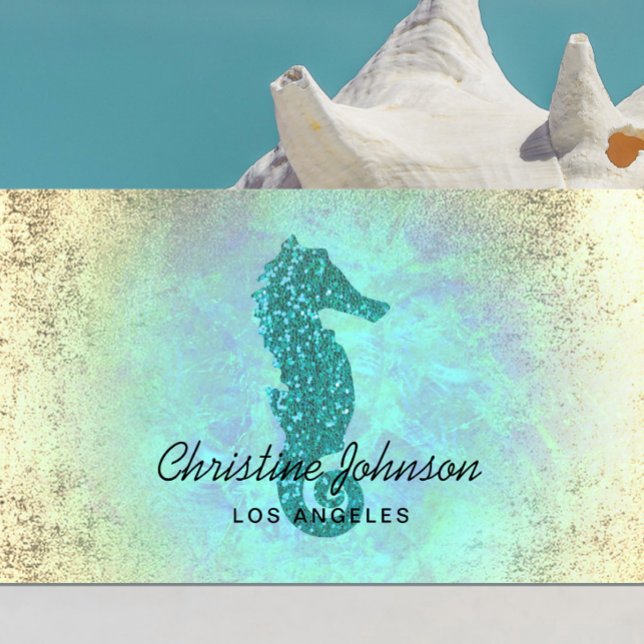 seahorse faux glitter logo business card (Creator Uploaded)