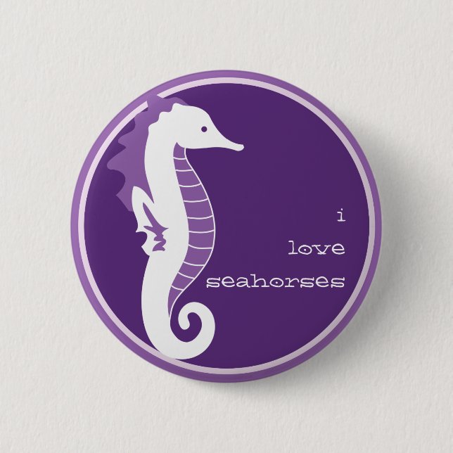 Seahorse Frolic Button - Purple (Front)