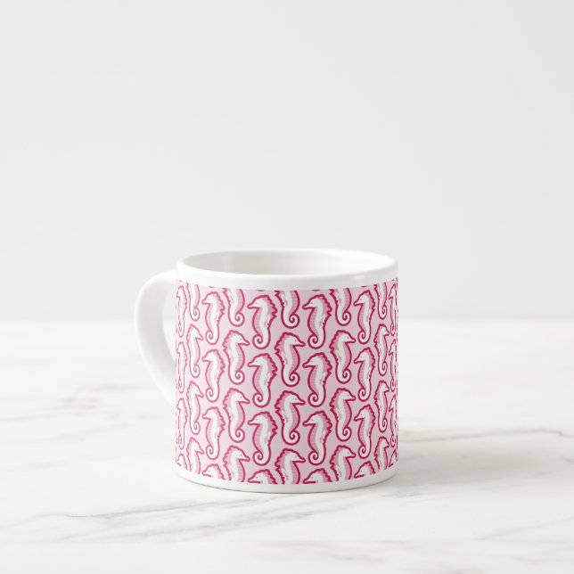 Seahorse Frolic Espresso Mug - Pink (Front Left)