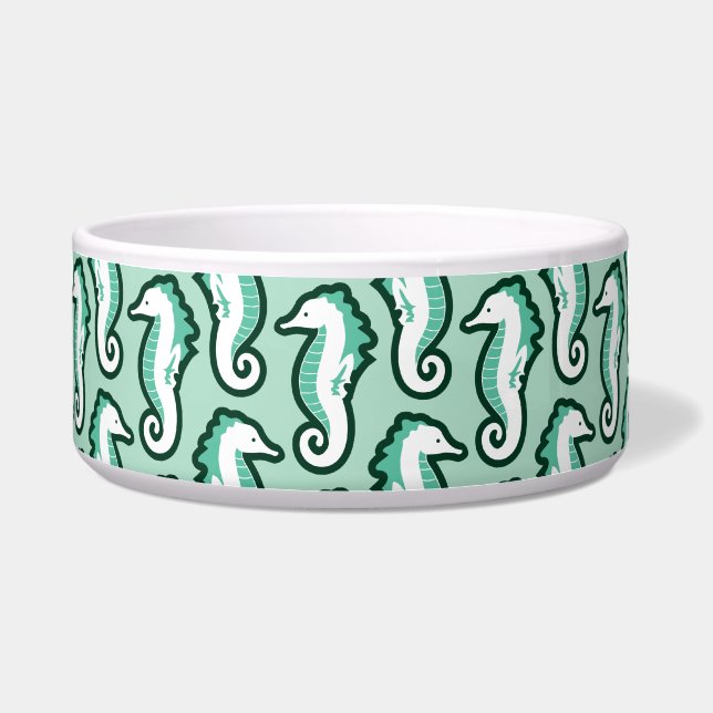 Seahorse Frolic Pet Bowl - Green (Front)