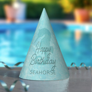Seahorse Happy Birthday Pool Party Hat