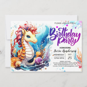Seahorse Haven Oceanic Birthday Invitation