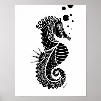 Seahorse Illustration Poster