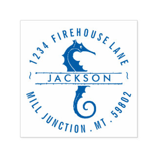Seahorse In Circle Self-Ink Return Address Stamp