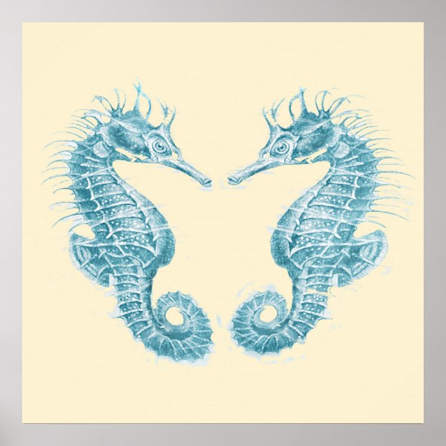 seahorse in love- teal poster (Front)