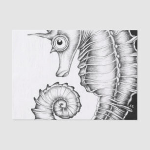 Seahorse Ink Black And White Tissue Paper