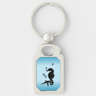 Seahorse Into the Blue Key Ring