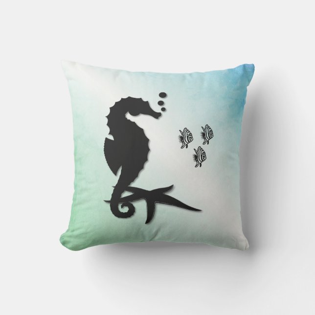 Seahorse Into the Green Cushion (Front)
