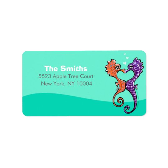 Seahorse Kiss Off-Leash Art™ Personalised Address Label