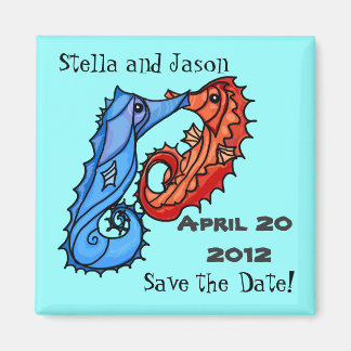 Seahorse kisses save the date magnet