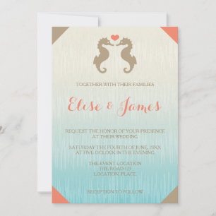 Seahorse Love Nautical Beach Wedding Invitation
