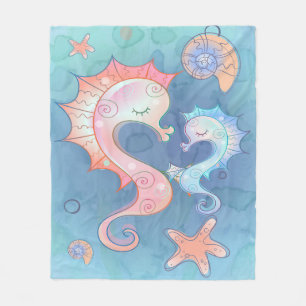 Seahorse Lovers Seahorse Mum And Baby Fleece Blanket