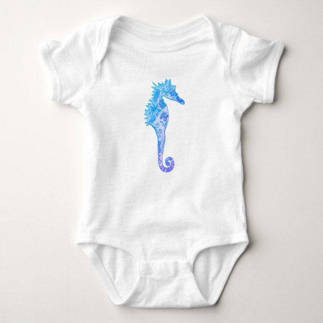 Seahorse mandala drawing baby bodysuit (Front)