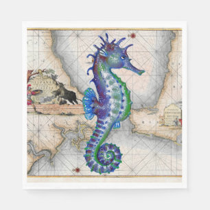 Seahorse Map Gibraltar Napkin