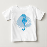 Seahorse marine life brush paint