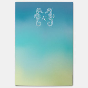 Seahorse Monogram Beach Ocean Ombre Post-it Notes