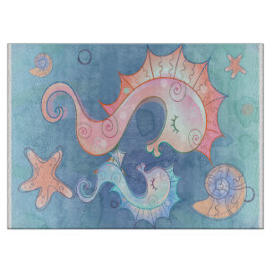 Seahorse Mum And Baby Gift For Kids Cutting Board