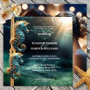 Seahorse Nautical Ocean Photo Wedding Invitation