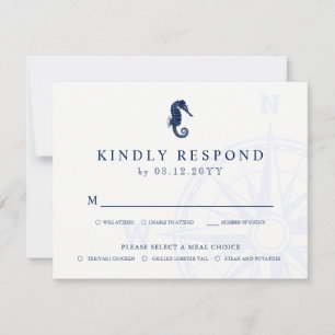 Seahorse Nautical Themed Wedding RSVP Meals