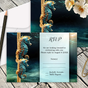 Seahorse Nautical Wedding RSVP Card