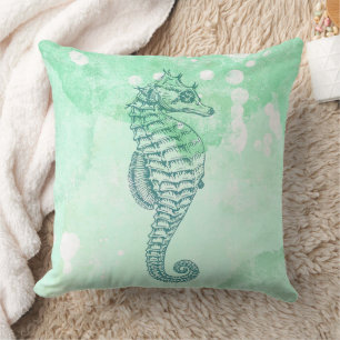 Seahorse Ocean Blue Beah Theme Cushion