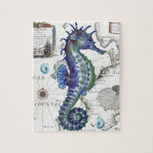 Seahorse Old Map Jigsaw Puzzle