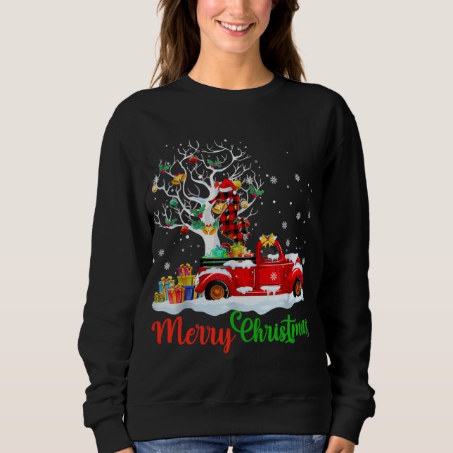 Seahorse On Red Truck Christmas Pajama Funny Xmas  Sweatshirt (Front)
