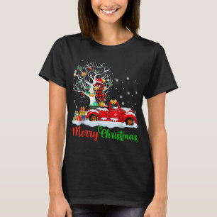 Seahorse On Red Truck Christmas Pajama Funny Xmas T-Shirt